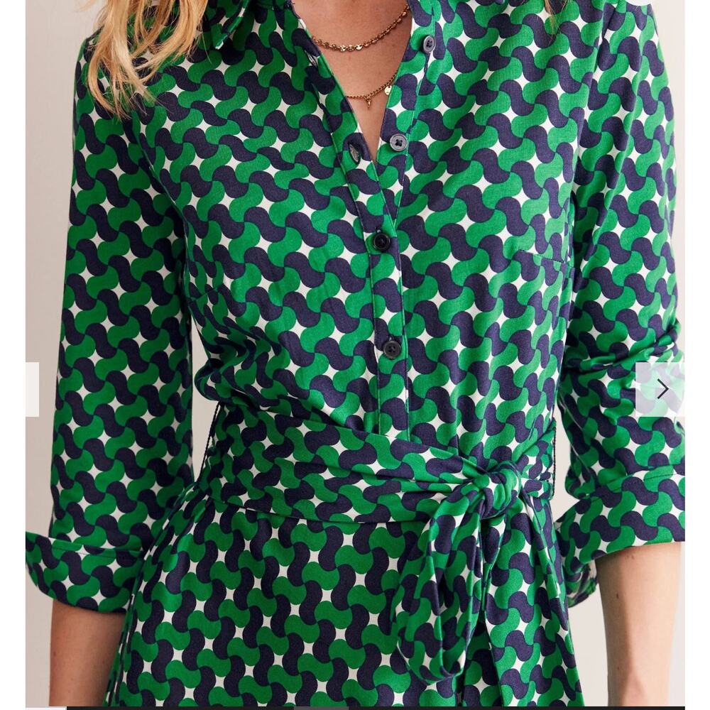 Boden Green Patterned Midi Dress - Picture 3 of 11
